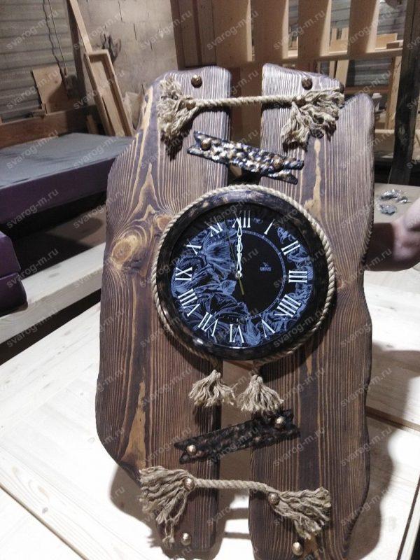 Часы настенные под старину из дерева для дома, дачи, бани, сауны, бара- Сварог Мебель № 006