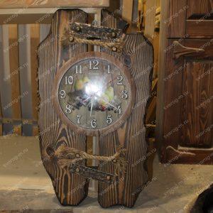 Часы настенные под старину из дерева для дома, дачи, бани, сауны, бара- Сварог Мебель № 007