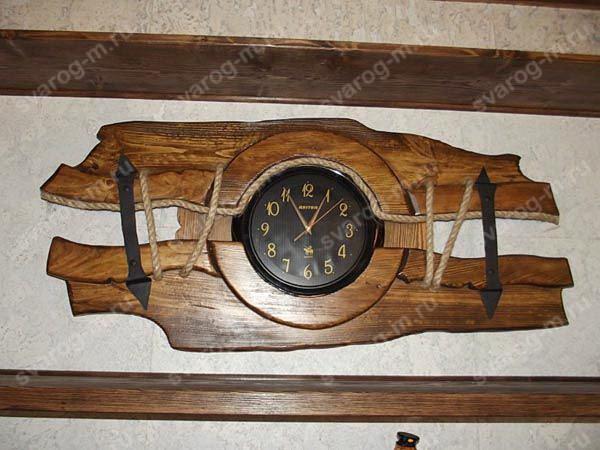 Часы настенные под старину из дерева для дома, дачи, бани, сауны, бара- Сварог Мебель № 009