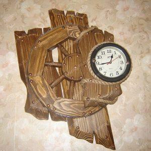 Часы настенные под старину из дерева для дома, дачи, бани, сауны, бара- Сварог Мебель № 011