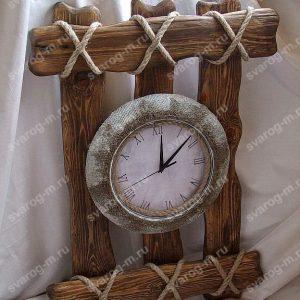 Часы настенные под старину из дерева для дома, дачи, бани, сауны, бара- Сварог Мебель № 008
