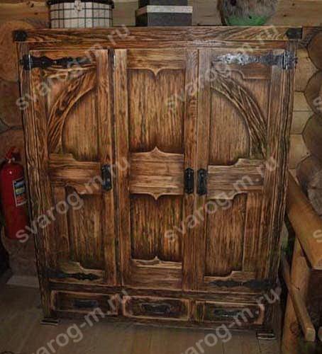 Шкаф под старину из дерева для дома, дачи, бани, сауны- Сварог Мебель № 009