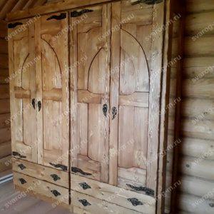 Шкаф под старину из дерева для дома, дачи, бани, сауны- Сварог Мебель № 012-1