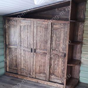 Шкаф под старину из дерева для дома, дачи, бани, сауны- Сварог Мебель № 020