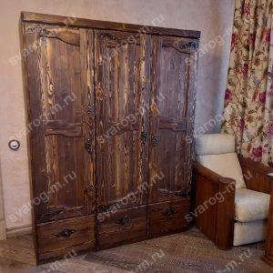 Шкаф под старину из дерева для дома, дачи, бани, сауны- Сварог Мебель № 023