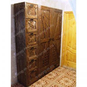 Шкаф под старину из дерева для дома, дачи, бани, сауны- Сварог Мебель № 035