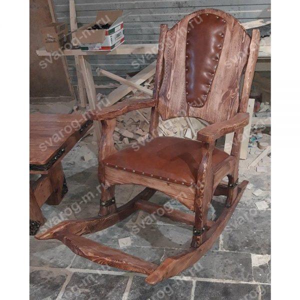 Деревянное Кресло Качалка под старину из дерева для дома, дачи, бани, - Сварог Мебель № 003